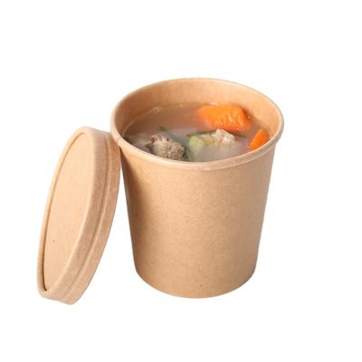 Sustainable 460ml 16oz Disposal Kraft Paper Cup Soup Containers