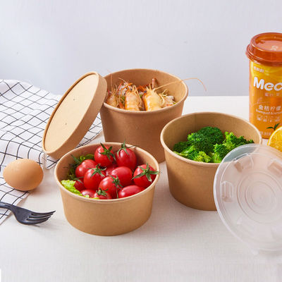 Disposable Compostable ODM Kraft Paper Bowls With Lid