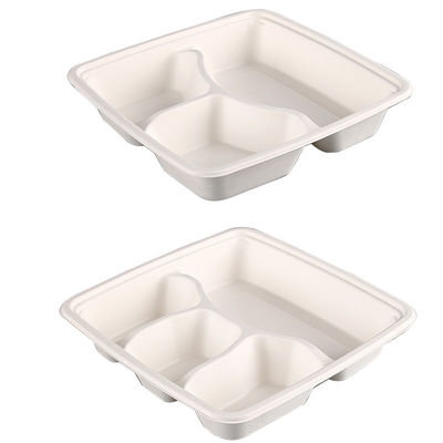 Eco Friendly Lunch 4 Compartment Sugarcane Compostable Plates