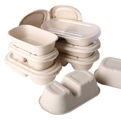 TUV  500ml Oval Bagasse Pulp Food Containers With PET Lid Cover