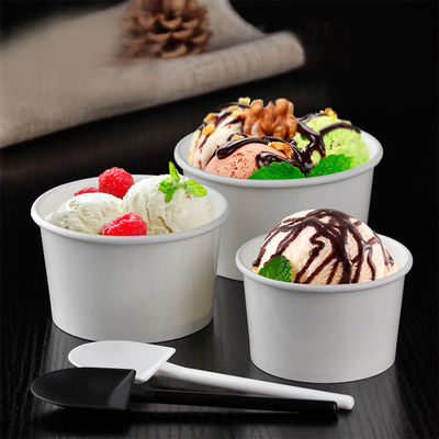 Disposable Paperboard  Frozen Yoghurt Cups Containers With Transparent Lid