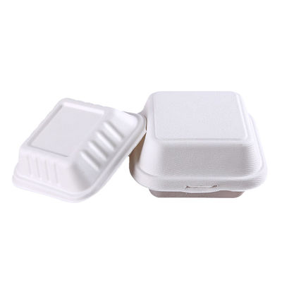 Clamshell Lid Leakproof 1000ml Bagasse Takeaway Containers