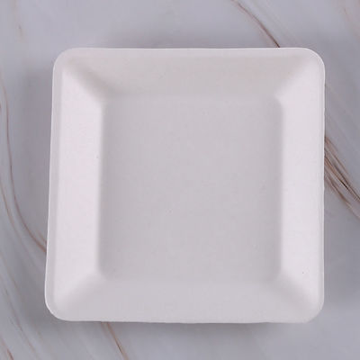 Biodegradable Square Sugarcane Bagasse Paper Plates 4 Inch Microwavable