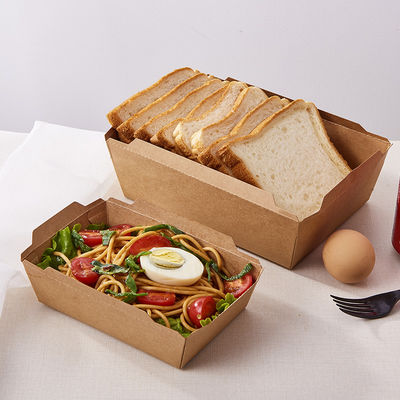 Kraft Paper Food Packaging Box with Clear PET Lid for Salad, Bakery