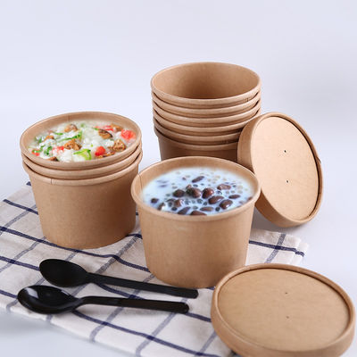 Oilproof Hot Soup ODM Compostable Kraft Paper Bowls