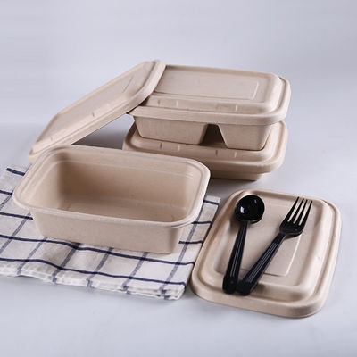 Wheat Straw Kraft Takeaway Food Boxes Degradable Sturdy Structure