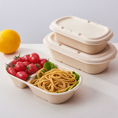 Recycled Two Compartment Takeaway 850ml Pulp Food Containers BPA Free