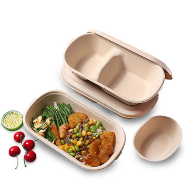 Nontoxic Greaseproof Bagasse 65mm Pulp Food Containers