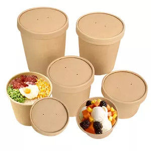 Disposable Compostable Microwavable Kraft Soup Cup