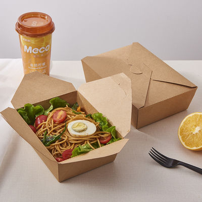 300gsm Food Grade Brown Paper Takeaway Containers  Leak Proof