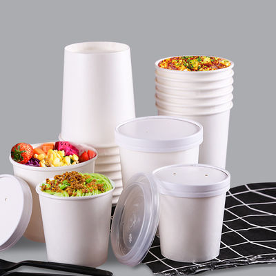8oz Disposable Paper Soup Takeaway Packaging Bowl White Cardboard