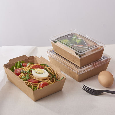 700ml Disposable Brown Kraft Paper Takeaway Boxes Square Shape