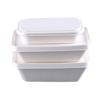 Bagasse Rectangle 750ml Pulp Food Containers With Lid