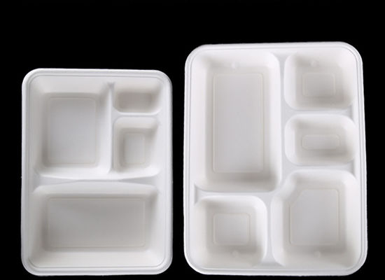 Multi Compartments TUV 280mm Sugarcane Paper Plates With Lid