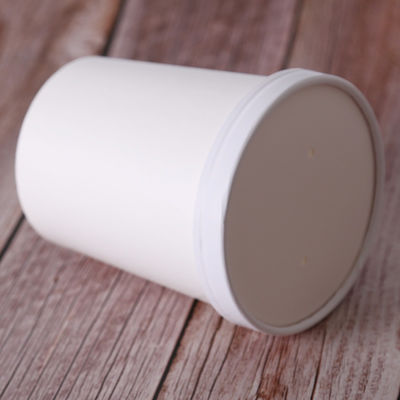 Disposable White Kraft Paper Soup Cups with Lid for Takeaway