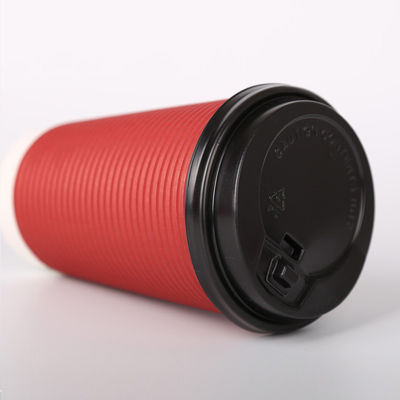 Ripple 16oz Coffee Printed Takeaway  Disposal Kraft Paper Cups With Lids