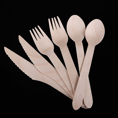 Disposable Takeout 16CM Wooden Forks And Spoons Disposable