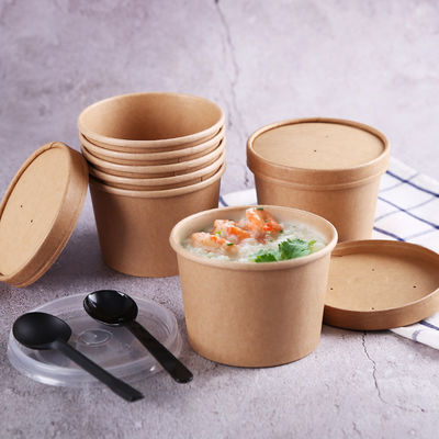 Oilproof Hot Soup ODM Compostable Kraft Paper Bowls