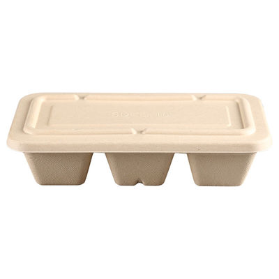 Biodegradable 3 Compartment Wheat Straw Box with Lid for Take out