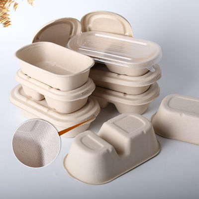 Recycled Two Compartment Takeaway 850ml Pulp Food Containers BPA Free