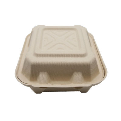 Ecofriendly 140mm Bagasse clamshell Containers For Hamburger