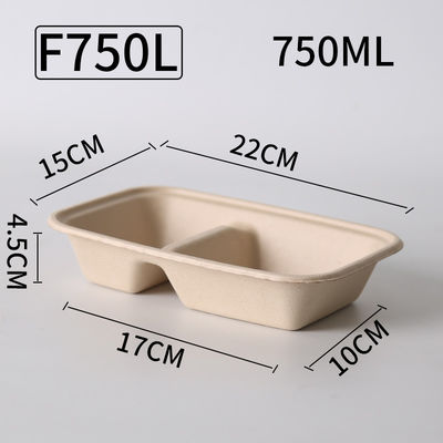 2 Compartment  Varnishing Sugarcane Bagasse Takeaway Boxes