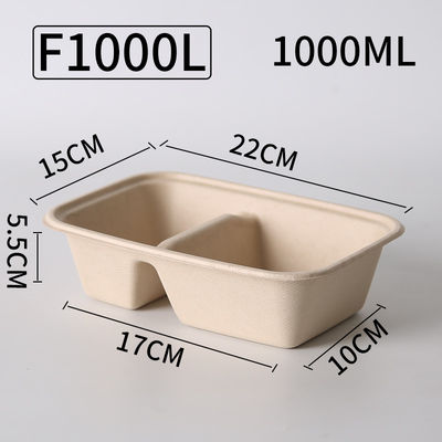 1000ml Embossing Biodegradable Pulp Food Containers Microwavable