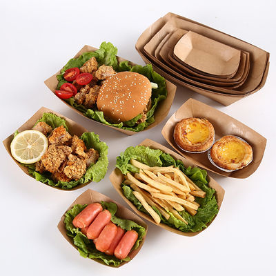 Environmentally Friendly Disposable Boat Shape Fry Chicken Food Paper Box