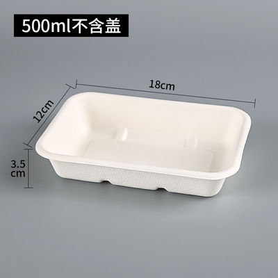 850ml White Biodegradable Bagasse Sugarcane Food Container With Lid