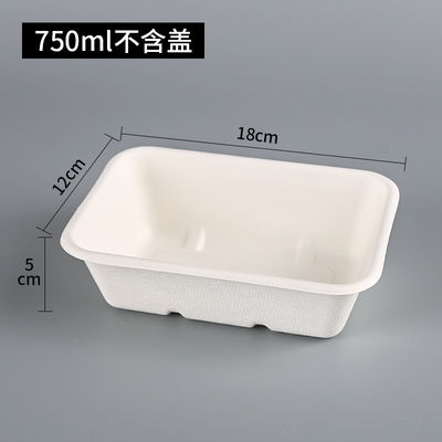 850ml White Biodegradable Bagasse Sugarcane Food Container With Lid