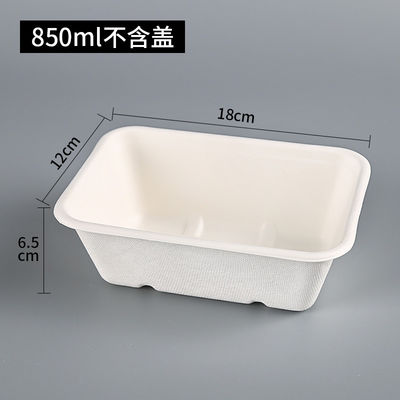 850ml White Biodegradable Bagasse Sugarcane Food Container With Lid