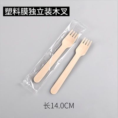 14.0cm Sturdy  Birchwood  Disposable Wooden Fruit Fork Eco Friendlt