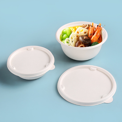 Biodegradable White Color Bagasse Salad Bowl with Lid